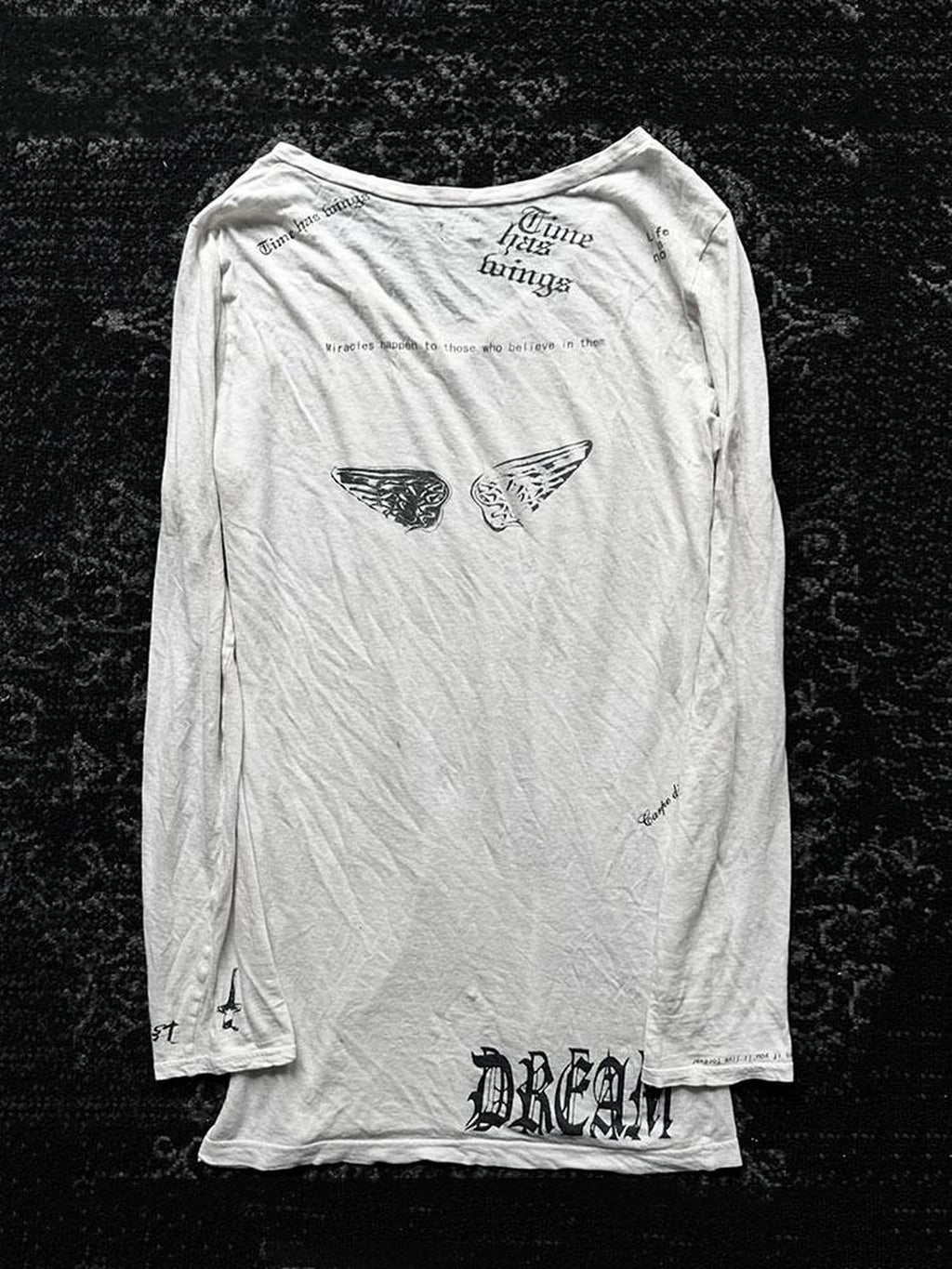 THE DAWN Visual Dream Wings Slogan Print Women's Long Sleeve T-shirts