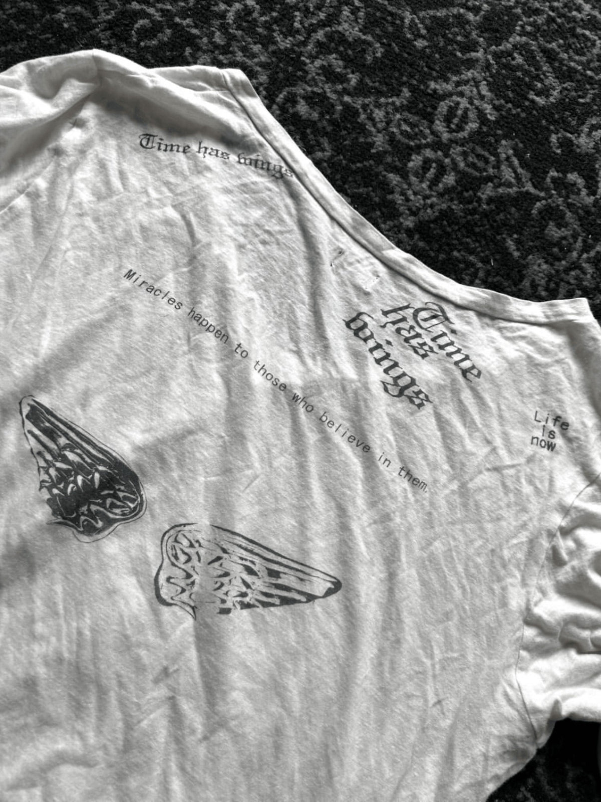 THE DAWN Visual Dream Wings Slogan Print Women's Long Sleeve T-shirts