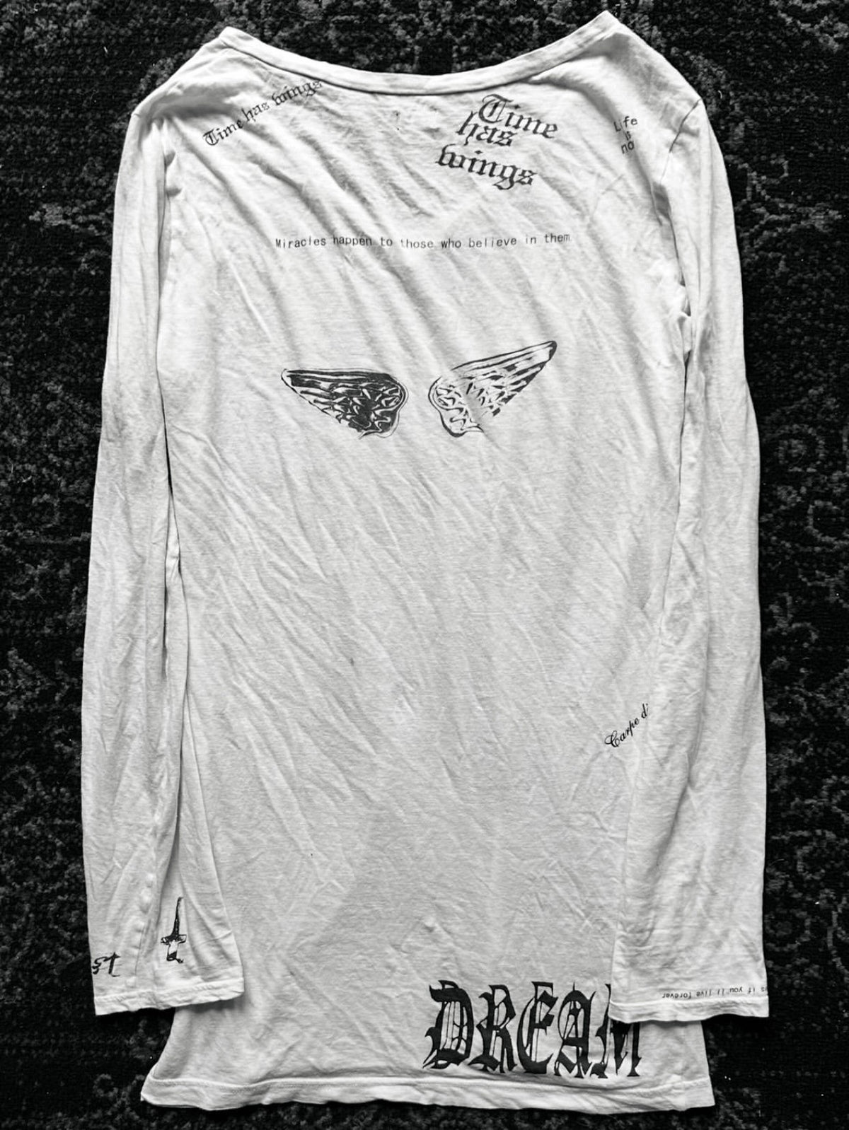 THE DAWN Visual Dream Wings Slogan Print Women's Long Sleeve T-shirts