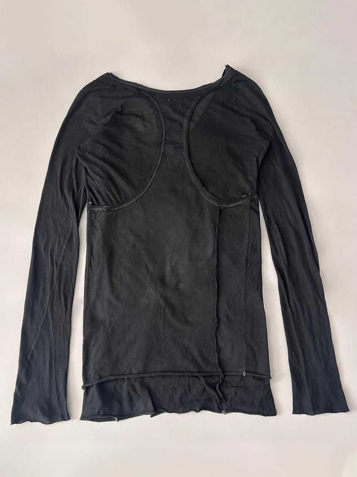 THE DAWN Visual Faux Two Piece Layered Round Neck Women's Long Sleeve T-shirts