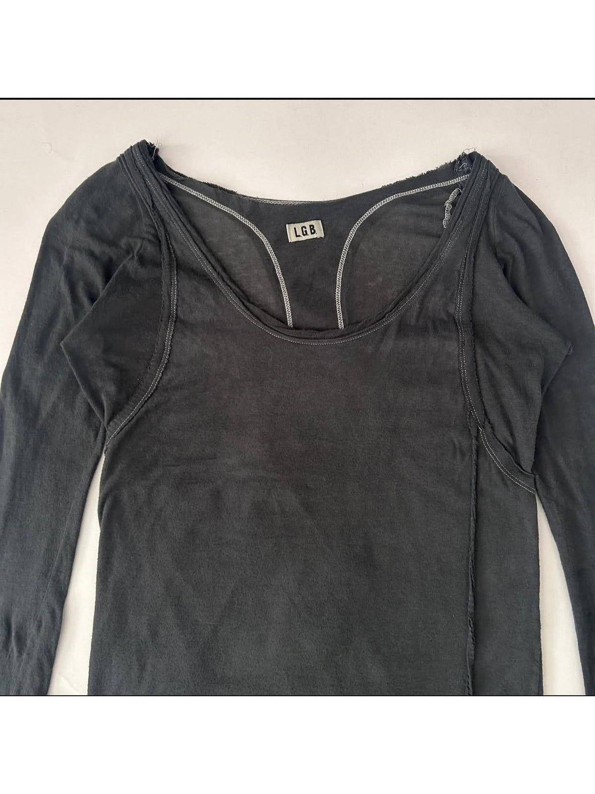 THE DAWN Visual Faux Two Piece Layered Round Neck Women's Long Sleeve T-shirts