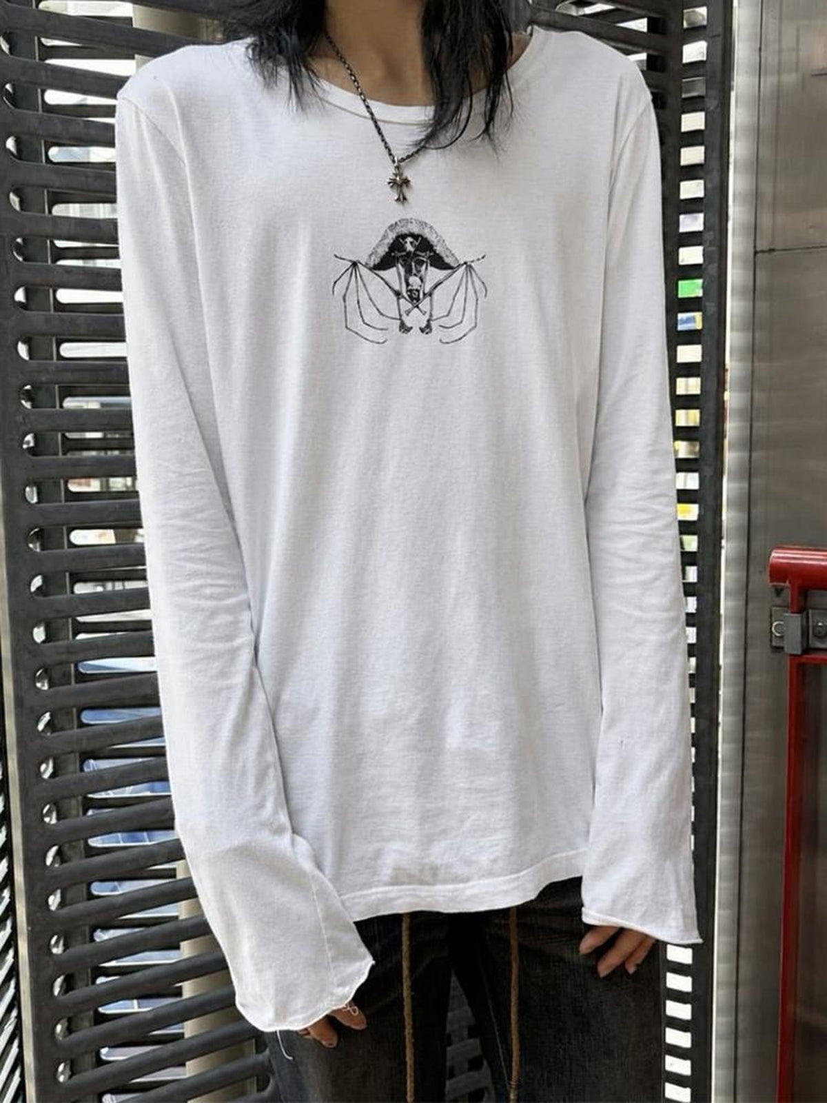 THE DAWN Visual Rare Print Beast Skull Vintage Women's Long Sleeve T-shirts