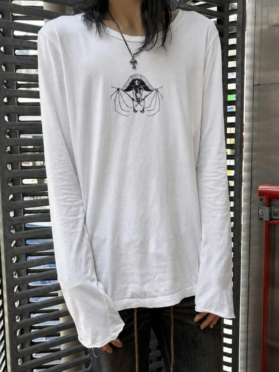 THE DAWN Visual Rare Print Beast Skull Vintage Women's Long Sleeve T-shirts