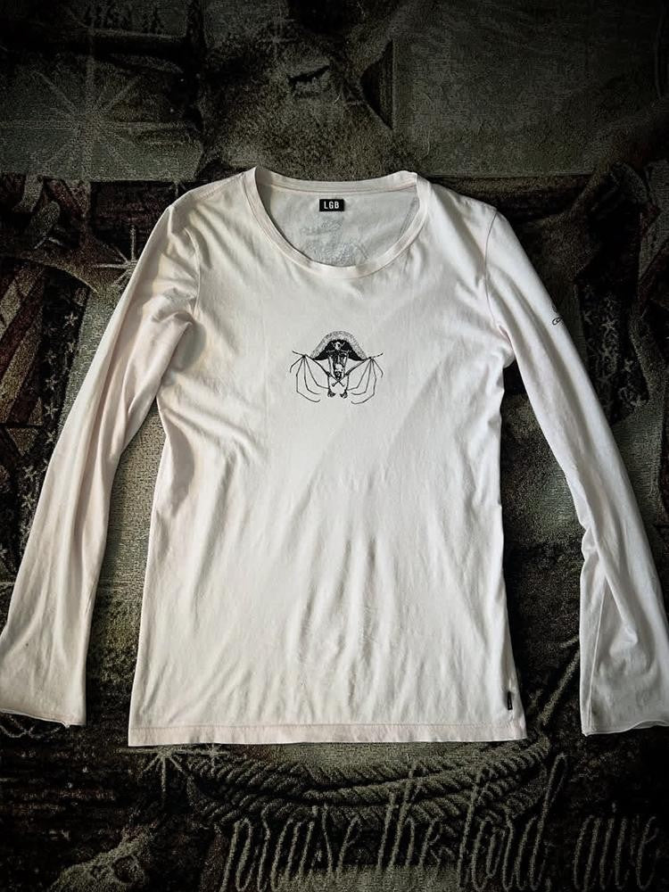 THE DAWN Visual Rare Print Beast Skull Vintage Women's Long Sleeve T-shirts