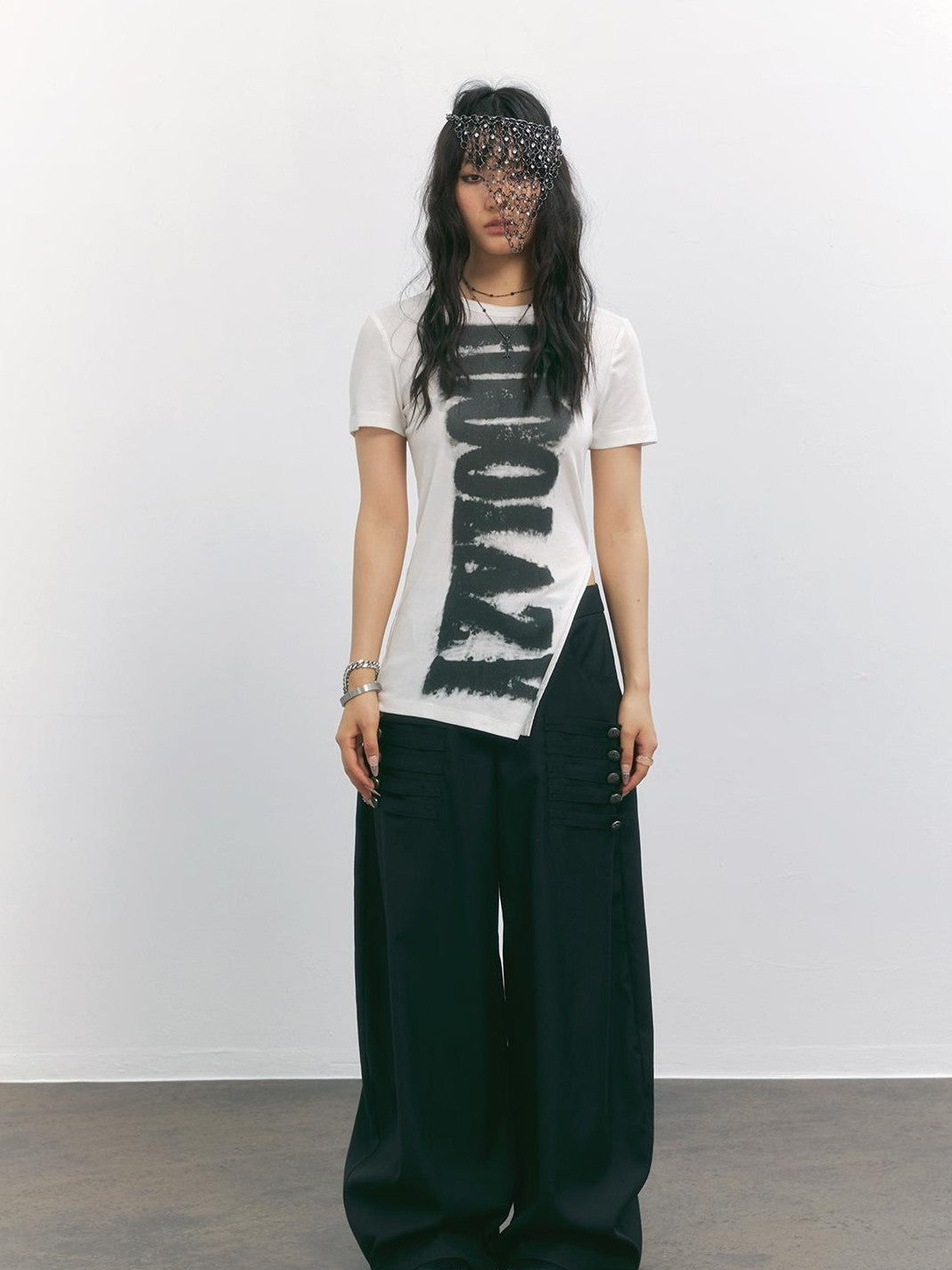 TOOOLAZY American Letter Print Slim Fit Women's Lyocell Short Sleeve T-shirts
