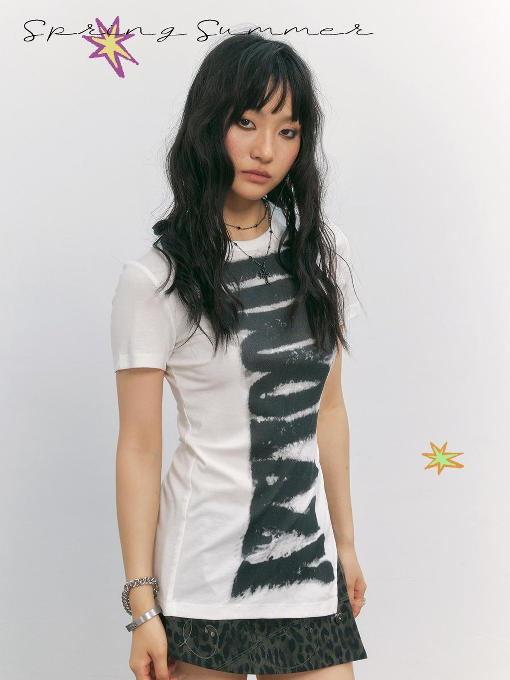TOOOLAZY American Letter Print Slim Fit Women's Lyocell Short Sleeve T-shirts