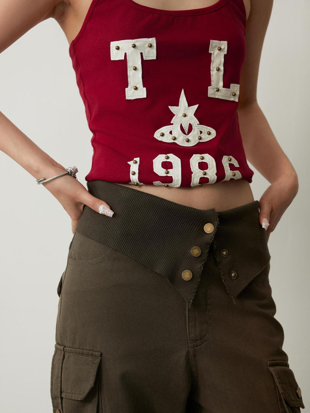 TOOOLAZY Army Green Vintage Cargo High Waist Women's Lyocell Cotton Bootcut Pants