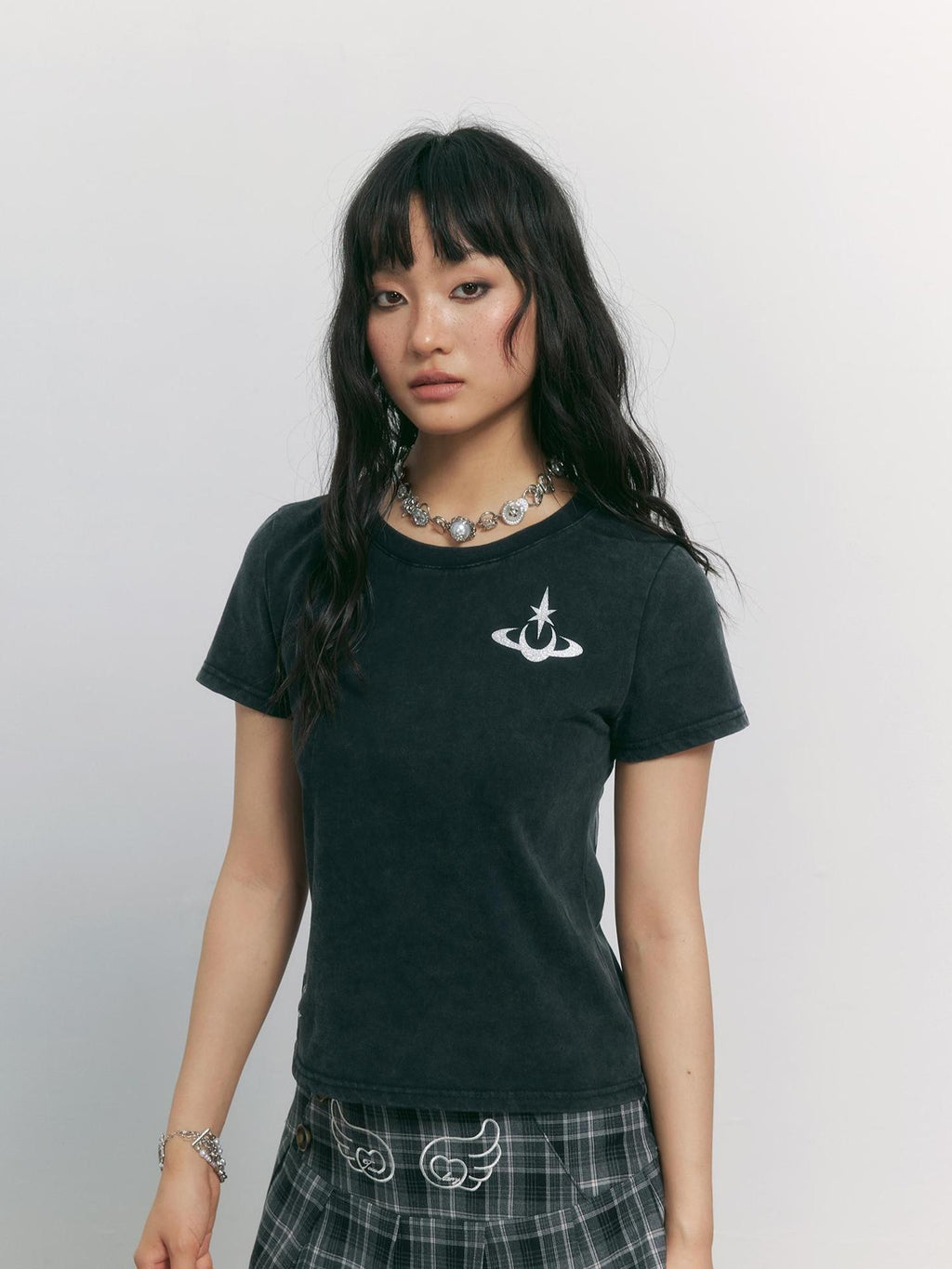 TOOOLAZY Black Angel Wing Letter Print Women's 100 Percent Cotton Short Sleeve T-shirts