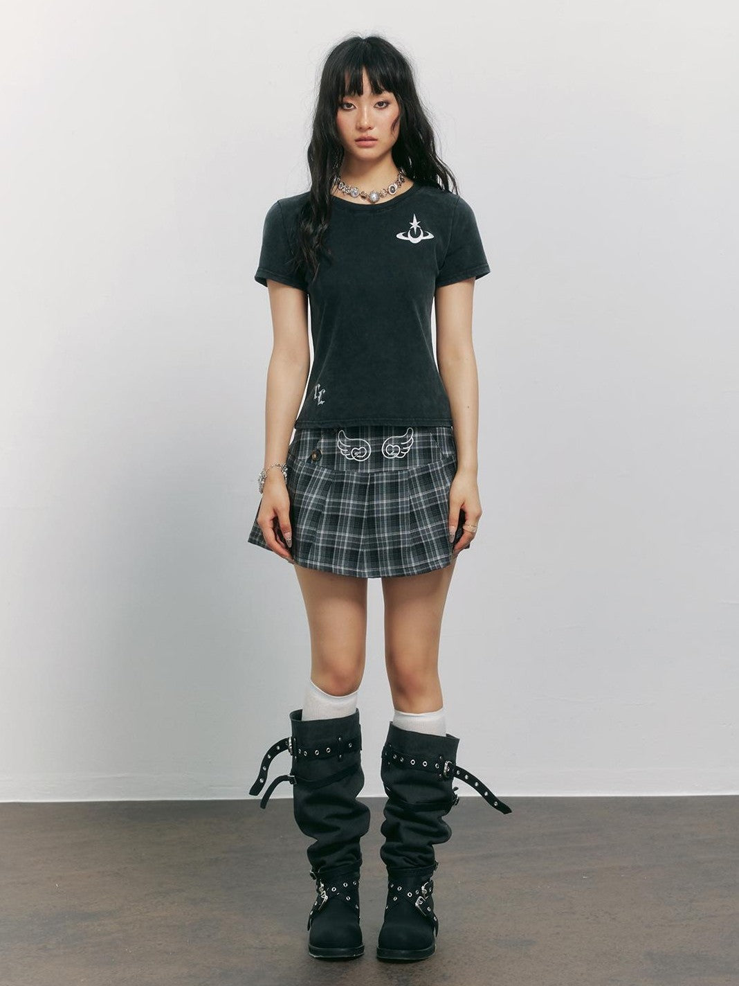 TOOOLAZY Black Angel Wing Letter Print Women's 100 Percent Cotton Short Sleeve T-shirts