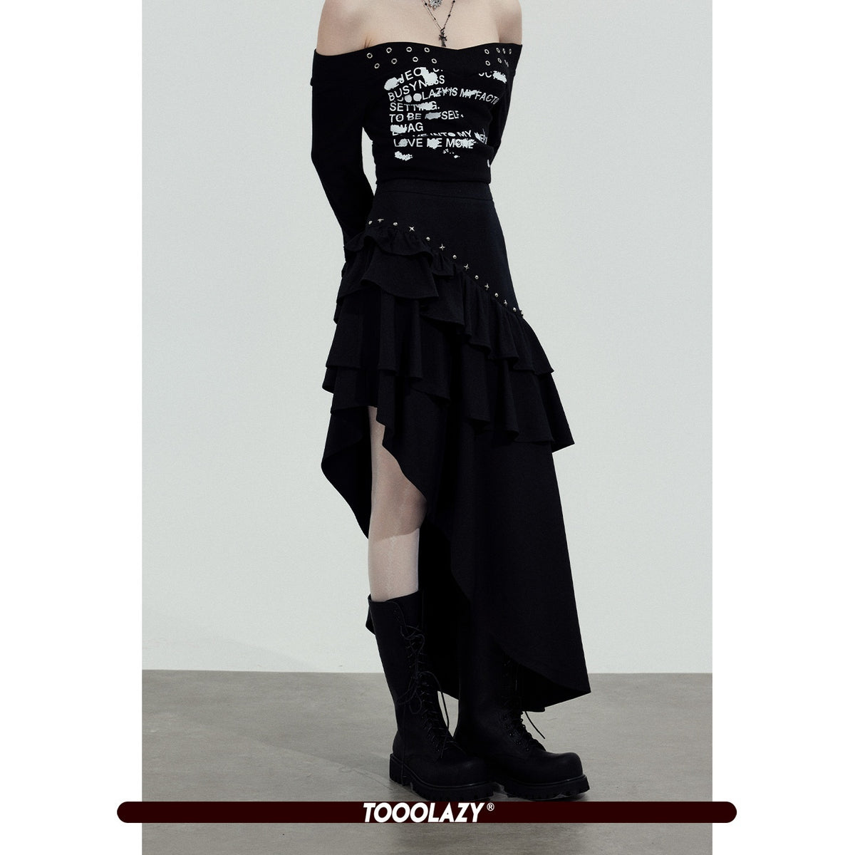 TOOOLAZY_Black_Asymmetric_Slim_Fit_Mid_Waist_Women's_Other_Fabric_Maxi_Skirts_1020748495006_MISSTT