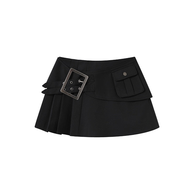 TOOOLAZY_Black_Gray_Pleated_Waist_Bag_Two_Piece_Slim_Petite_Women's_Polyester_Mini_Skirts_990551728998_MISSTT