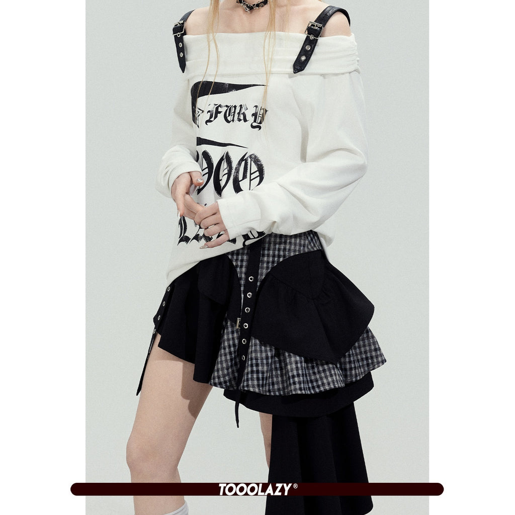 TOOOLAZY_Black_Patchwork_Plaid_Asymmetrical_Women's_Rayon_Tiered_Skirts_1020212079156_MISSTT