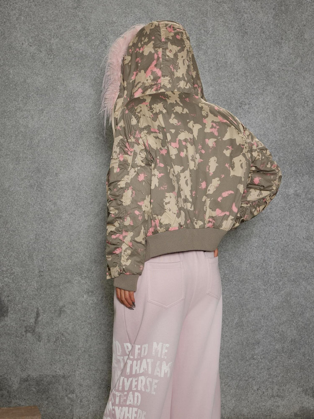 TOOOLAZY Camouflage Hooded Large Fur Collar Cropped Women's Cotton Puffer Jackets