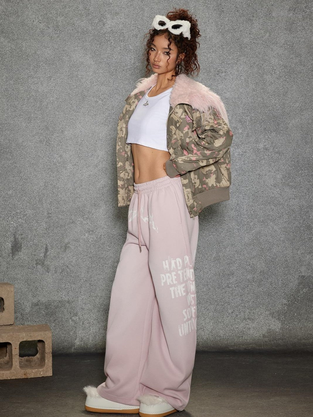 TOOOLAZY Camouflage Hooded Large Fur Collar Cropped Women's Cotton Puffer Jackets