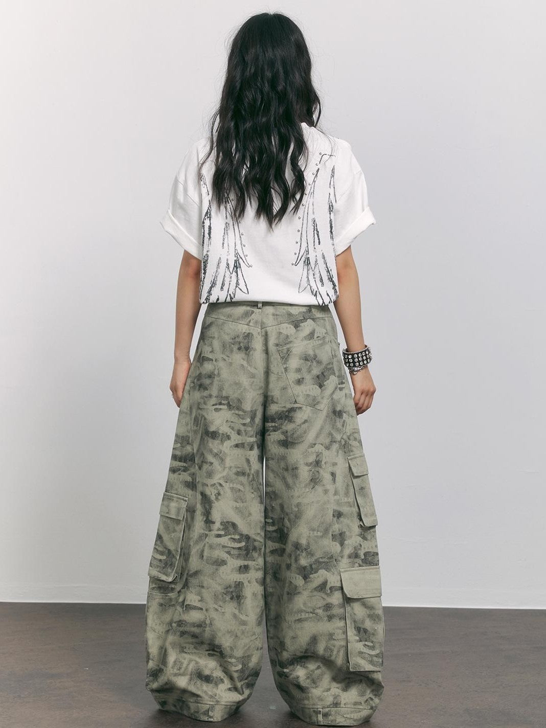TOOOLAZY Camouflage Knife Cut Multi Pocket Women's Cotton Cargo Pants