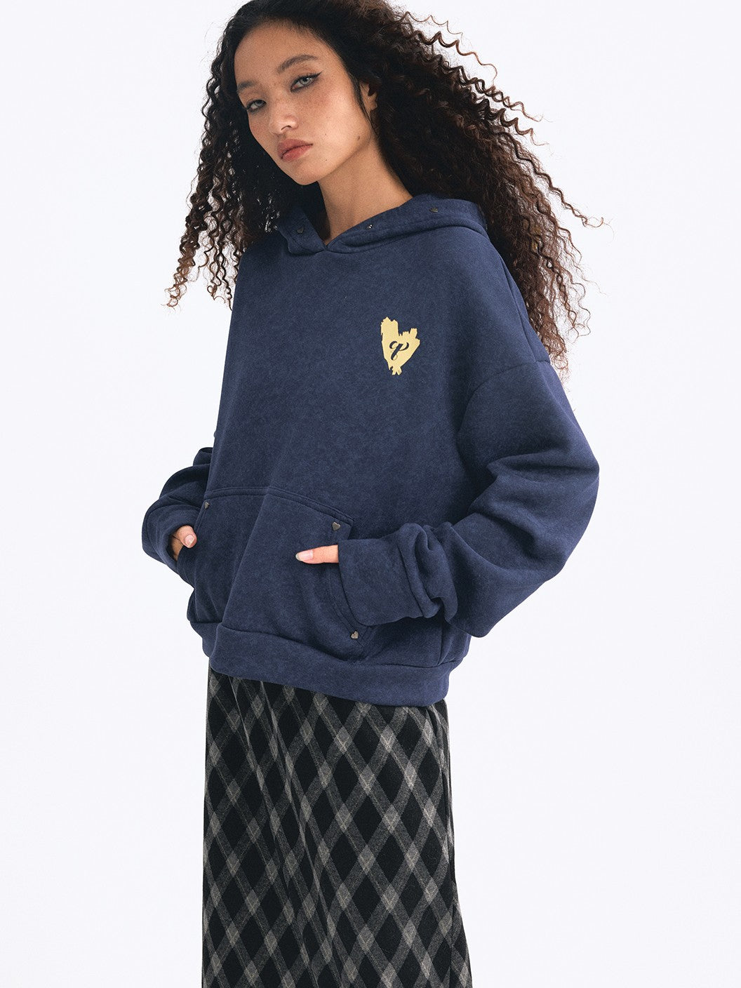 TOOOLAZY Cozy Embroidered Hooded Sweatshirt Women's Fleece-lined Hoodies