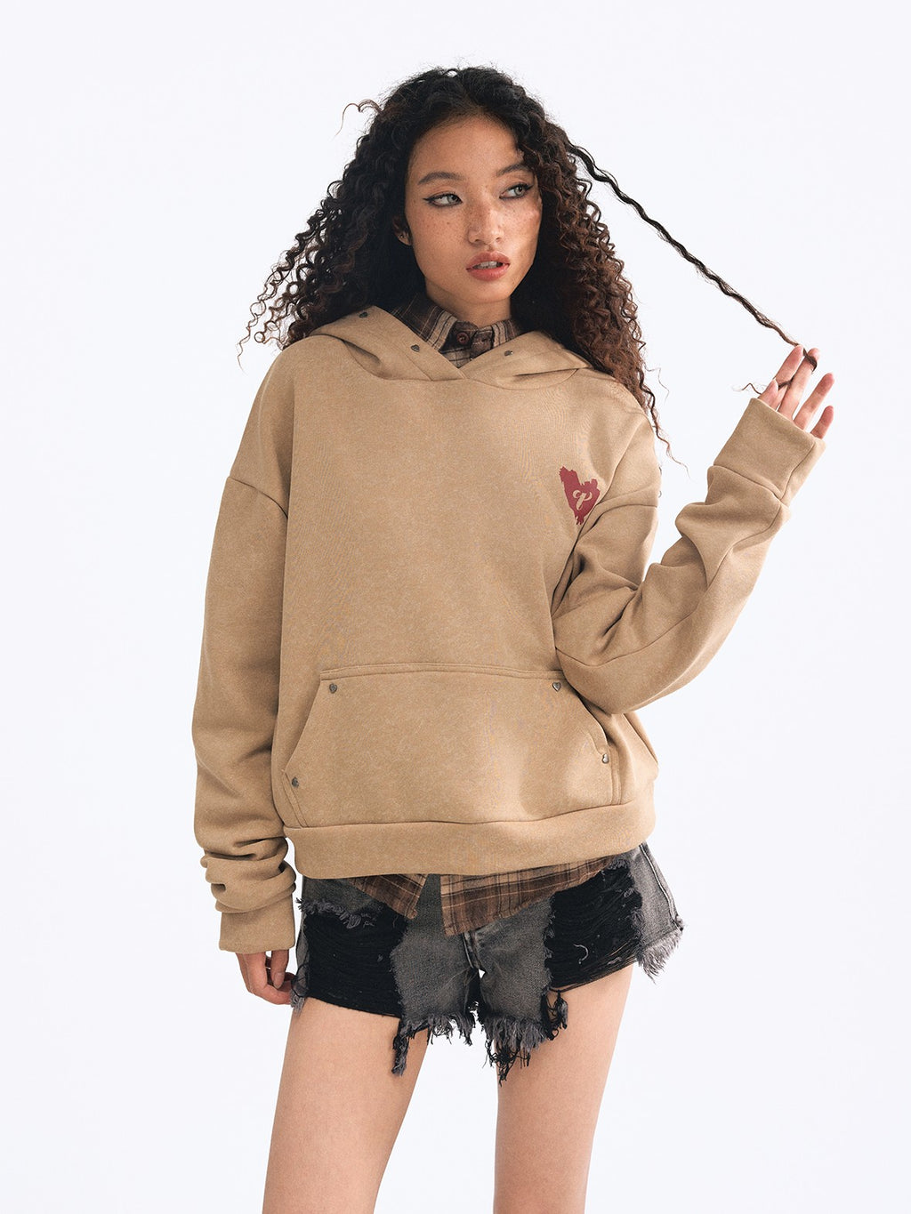 TOOOLAZY Cozy Embroidered Hooded Sweatshirt Women's Fleece-lined Hoodies