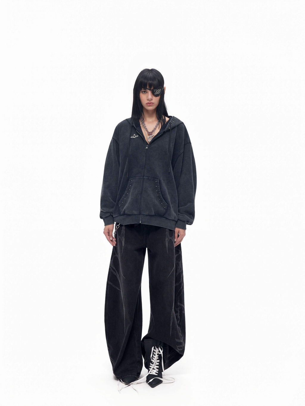 TOOOLAZY_Dark_Gray_Totem_Print_Vintage_Structured_Women's_Cotton_Blend_Wide-leg_Jeans_1072279500622_MISSTT
