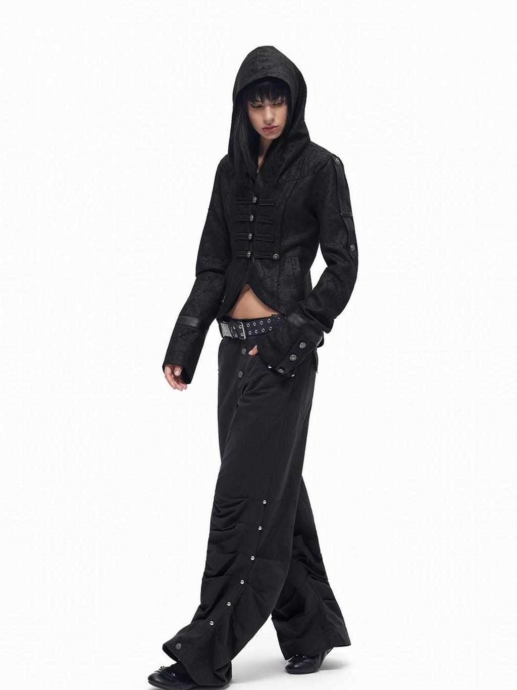 TOOOLAZY Dark Sweet Cool Spliced Pocket Wide Leg Women's Cotton Cargo Pants