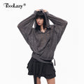 TOOOLAZY_Deep_Gray_Cutout_Knit_Cross_Print_Tie_Hooded_Batwing_Women's_Knit_Sweatshirts_1069430463147_MISSTT