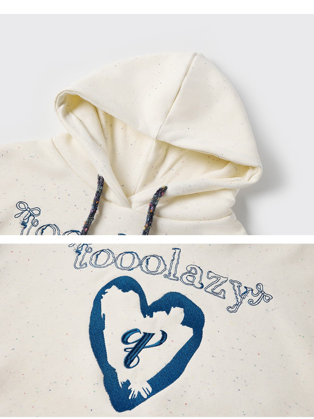 TOOOLAZY Embroidered Hooded Fleece Lined Women's Other Material Hoodies
