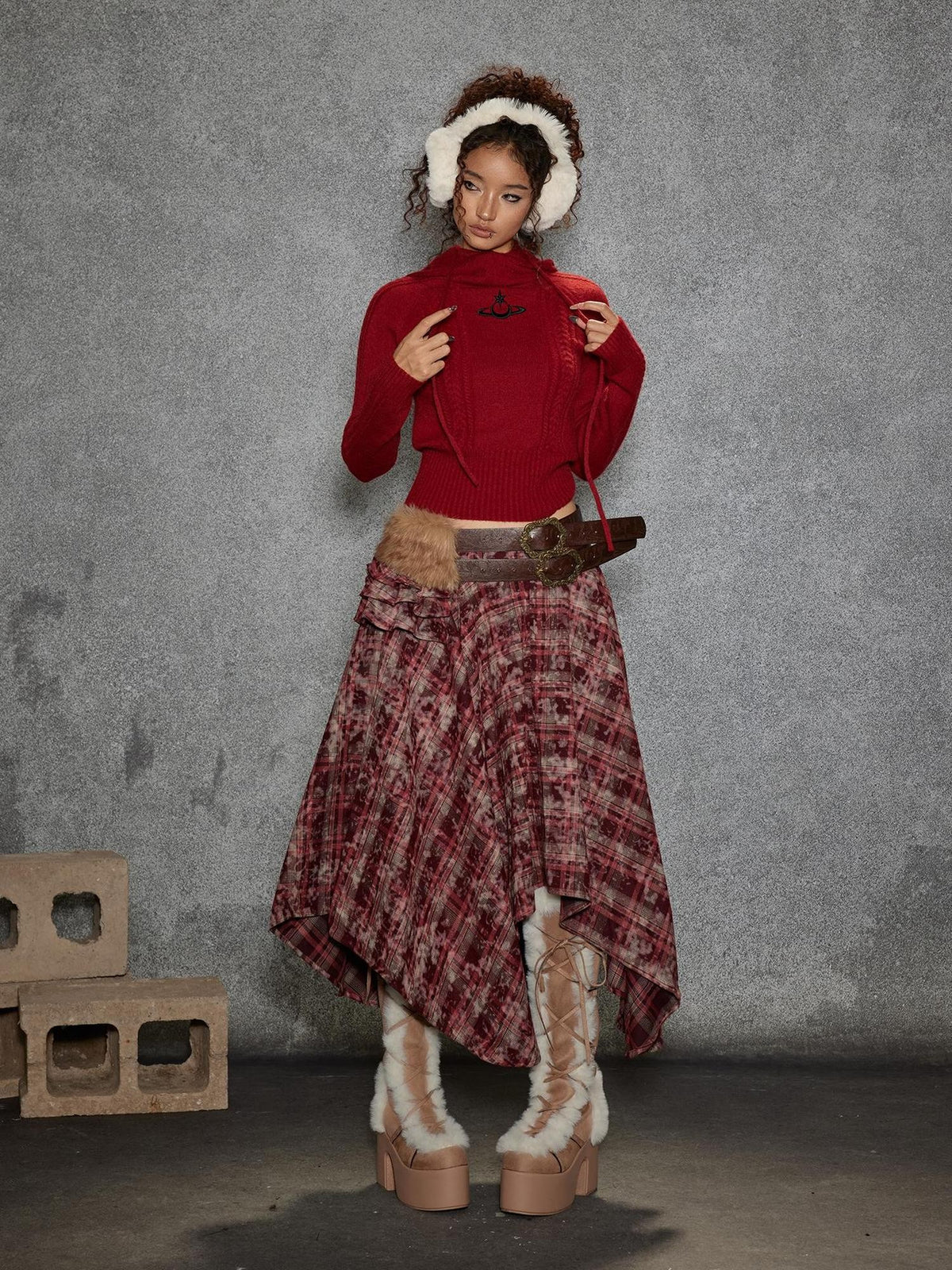 TOOOLAZY Embroidered Star Hooded Women's Acrylic Blend Knitted Turtleneck Sweaters