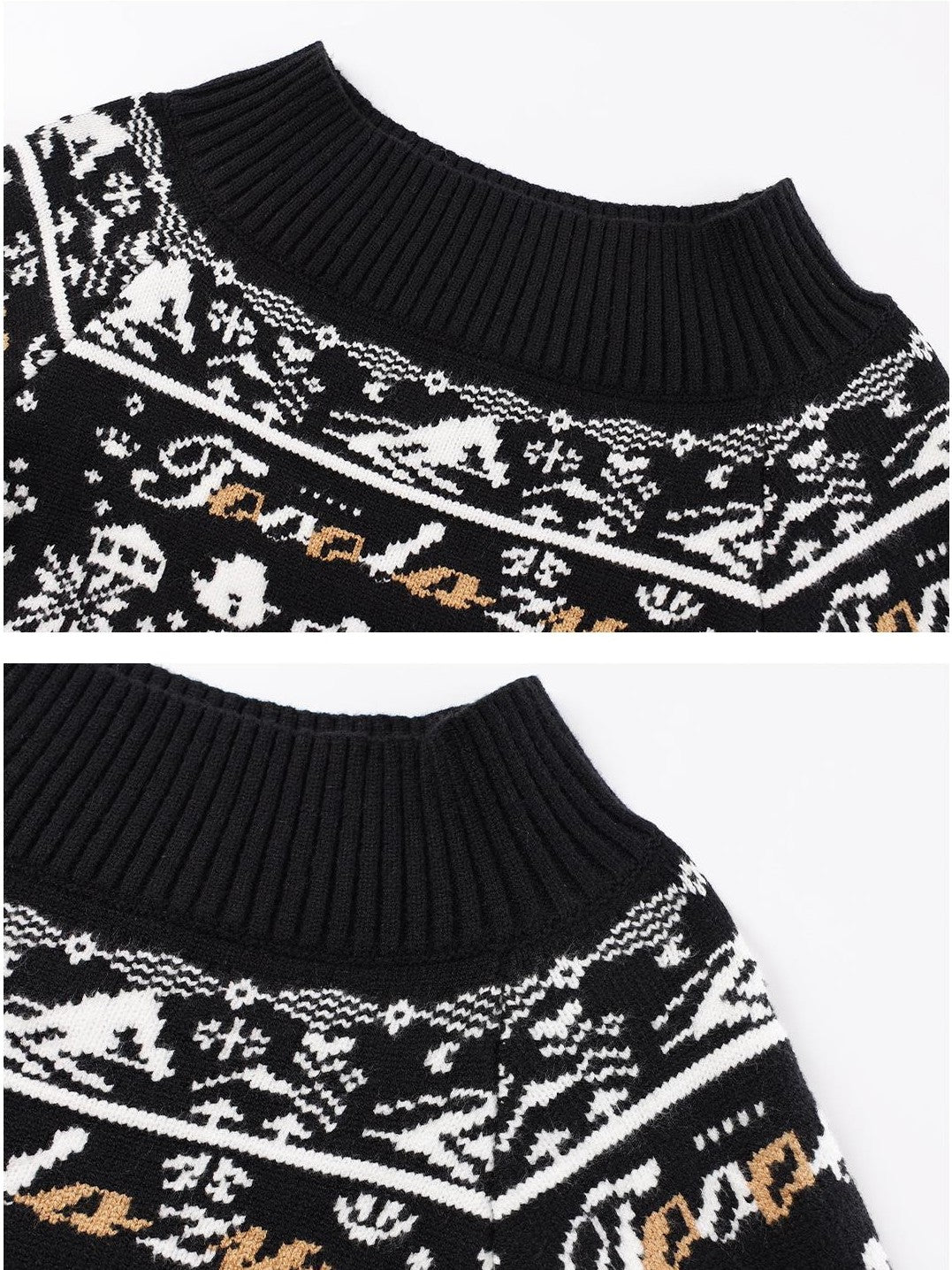 TOOOLAZY Fair Isle One Shoulder Loose Women's Viscose Blend Off-shoulder Sweaters
