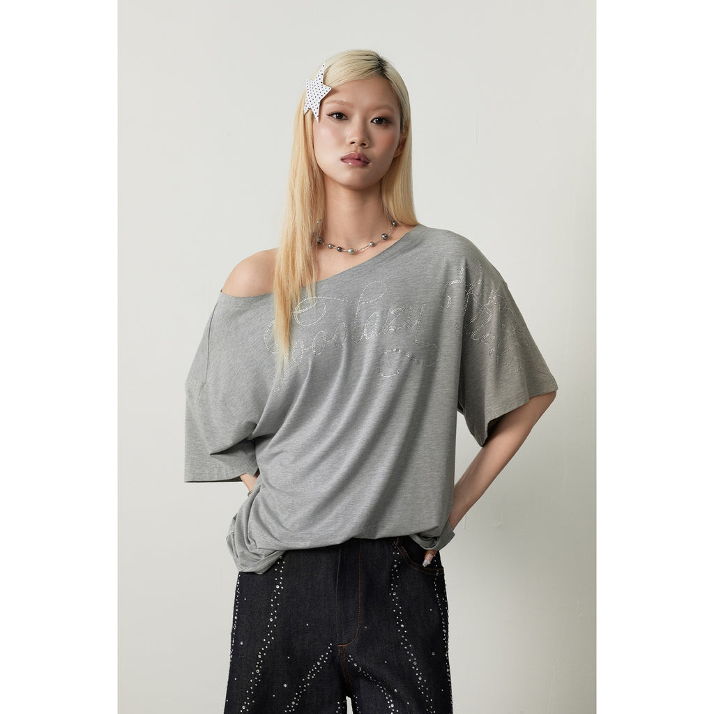 TOOOLAZY_Gray_Pink_Asymmetric_Shoulder_Letter_Print_Women's_Viscose_Oversized_T-shirts_1039548251519_MISSTT