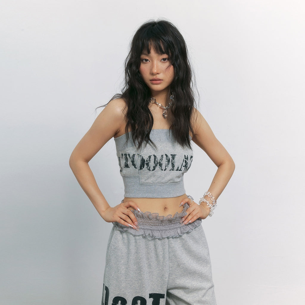 TOOOLAZY_Grey_Letter_Print_Sporty_Slim_Fit_Cropped_Street_Women's_Tube_Tops_1056009887661_MISSTT