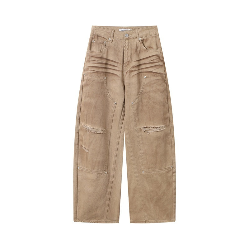 TOOOLAZY_Khaki_Vintage_Washed_Ripped_Women's_Cotton_Straight-leg_Pants_990470736191_MISSTT