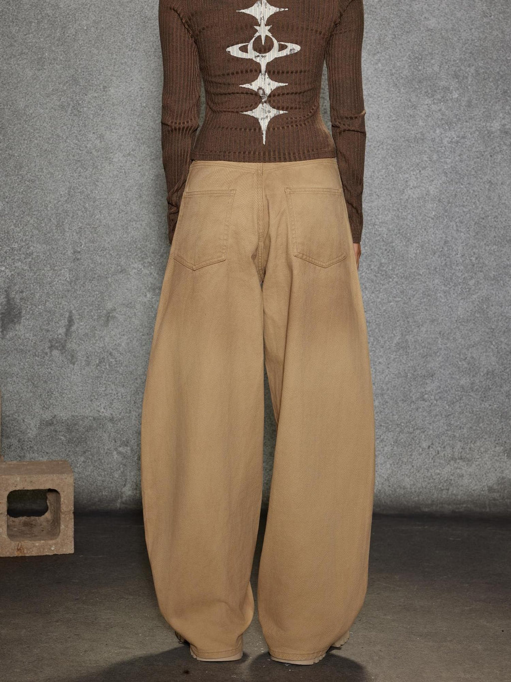 TOOOLAZY Khaki Vintage Washed Ripped Women's Cotton Straight-leg Pants