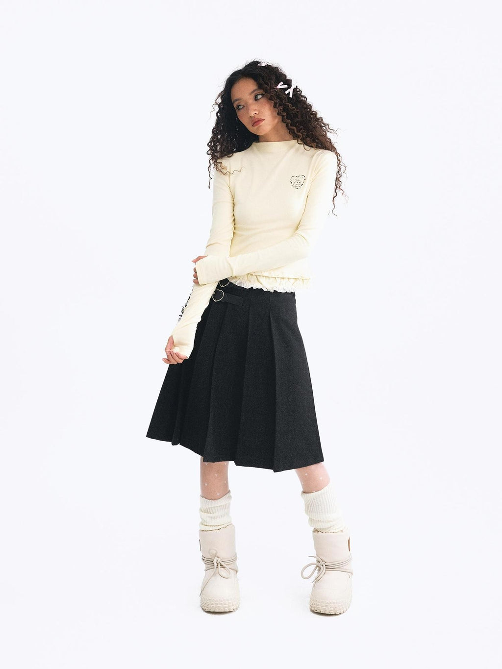 TOOOLAZY Lace Retro Knitted Layering Women's Knit Long Sleeve T-shirts