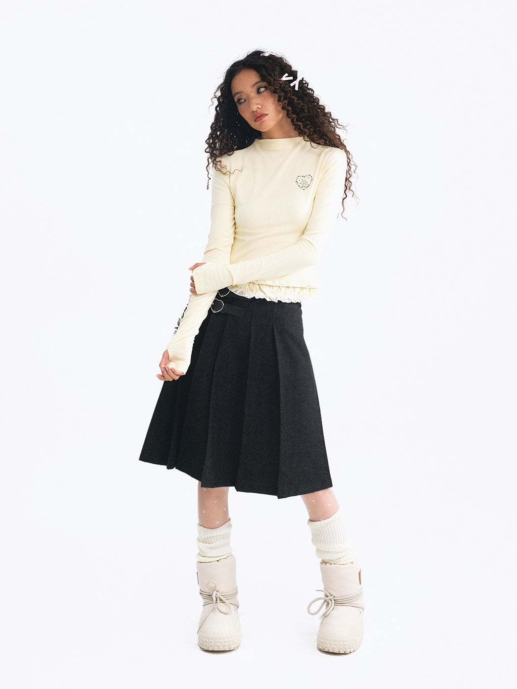 TOOOLAZY Lace Retro Knitted Layering Women's Knit Long Sleeve T-shirts