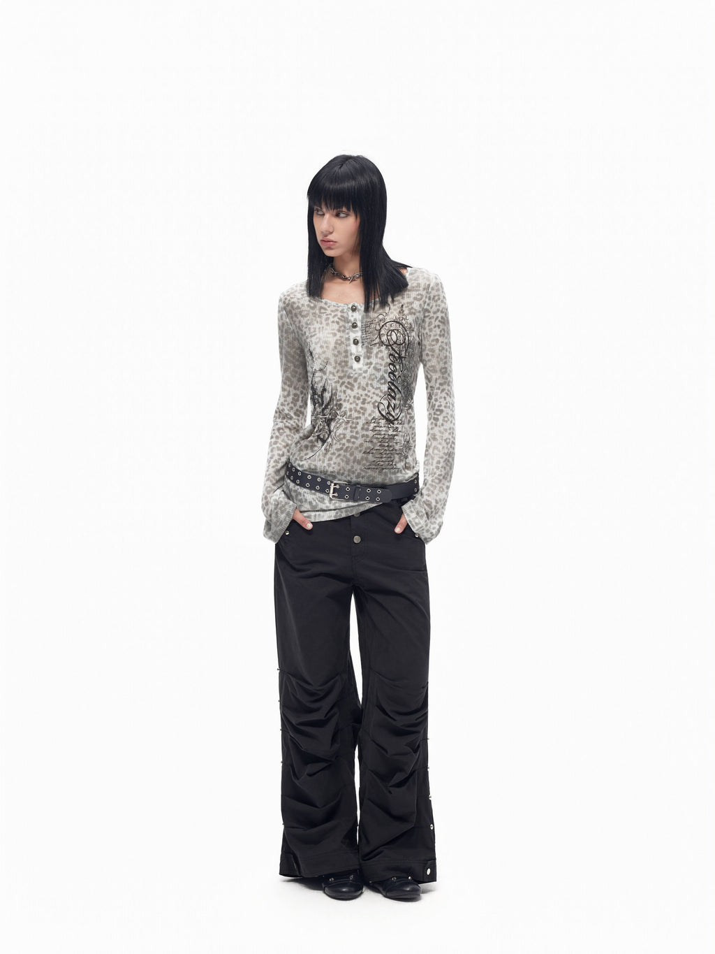 TOOOLAZY_Leopard_Letter_Print_Button_Slim_Fit_Women's_Long_Sleeve_T-shirts_1070258478607_MISSTT