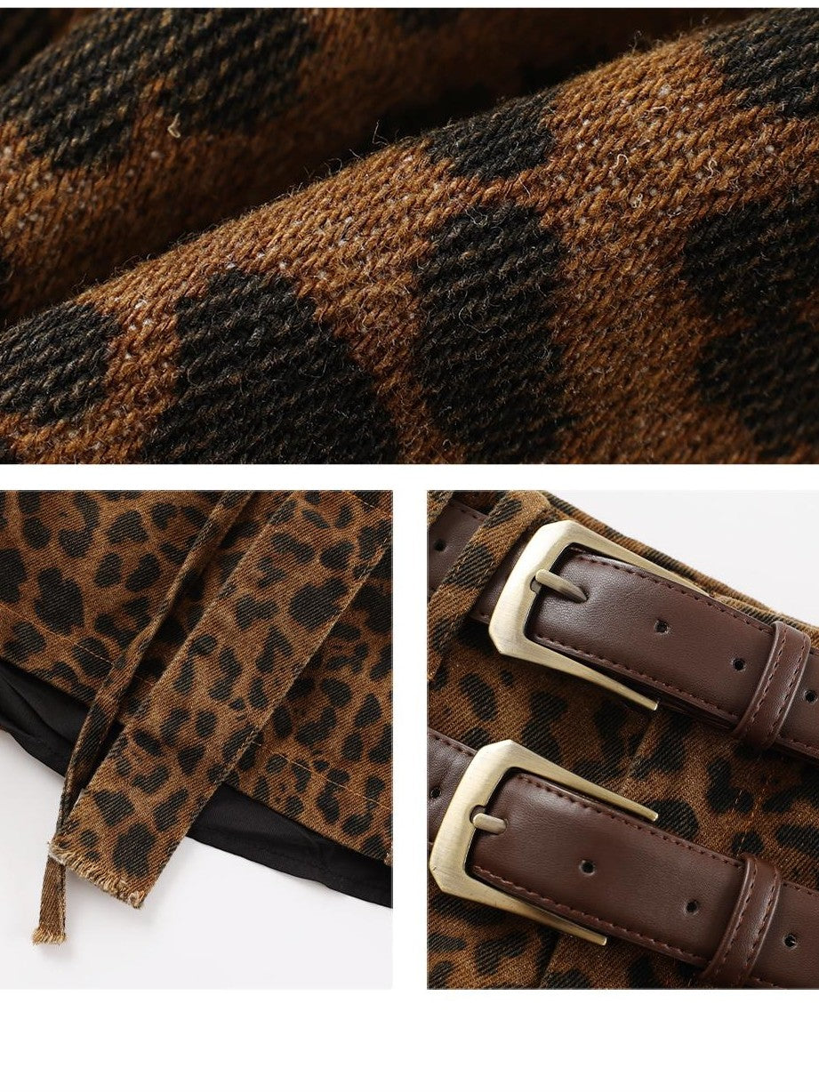 TOOOLAZY Leopard Print Double Waistband Low Rise Slim Fit Women's Cotton Blend Hot Pants