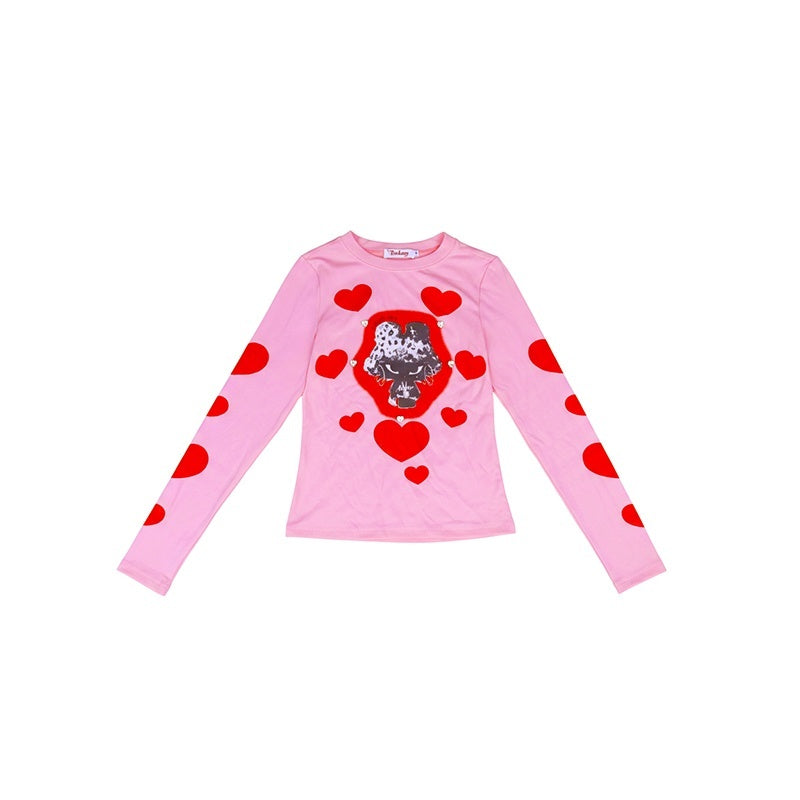 TOOOLAZY_Pink_Heart_Print_Crew_Neck_Women's_Cotton_Long_Sleeve_T-shirts_1020491238981_MISSTT