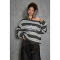 TOOOLAZY_Red_Black_Stripe_Loose_Fit_Round_Neck_Women's_Acrylic_Blend_Pullover_Sweaters_985300311056_MISSTT