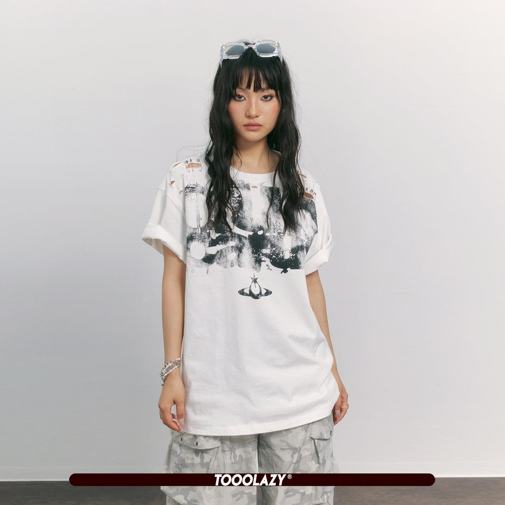 TOOOLAZY_Ripped_Wing_Print_Distressed_Women's_Cotton_Short_Sleeve_T-shirts_1058631904436_MISSTT