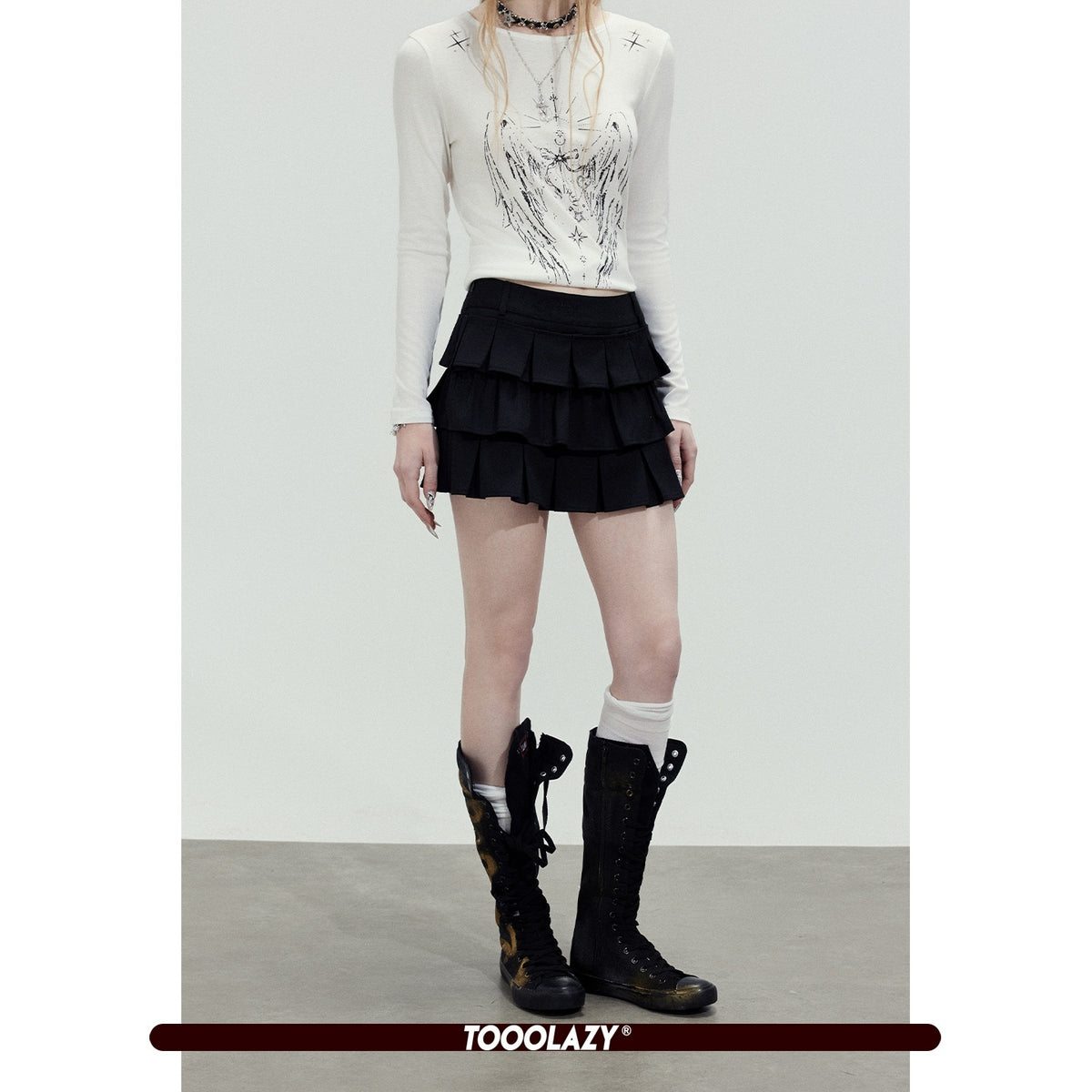 TOOOLAZY_Solid_Pleated_Cake_Mid_Waist_Slim_Fit_Women's_Polyester_Tiered_Skirts_1020827090323_MISSTT