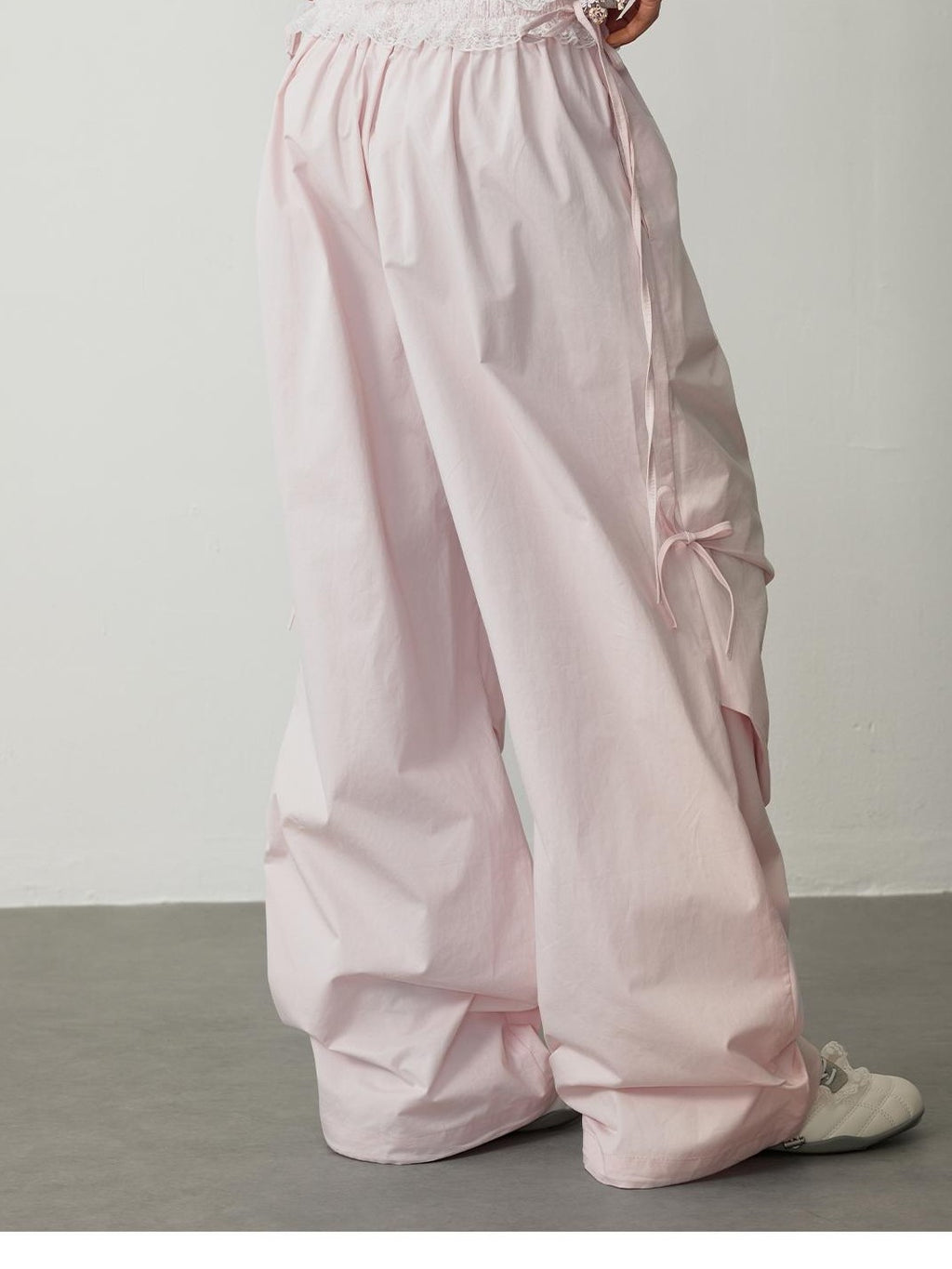TOOOLAZY Sweet Cool Letter Print Parachute Straight Hem Women's Cotton Wide-leg Pants