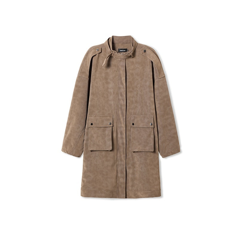 TOOOLAZY_Vintage_Belted_Loose_Mid_Length_Double_Collar_Zipper_Solid_Women's_Trench_Coats_850182483981_MISSTT