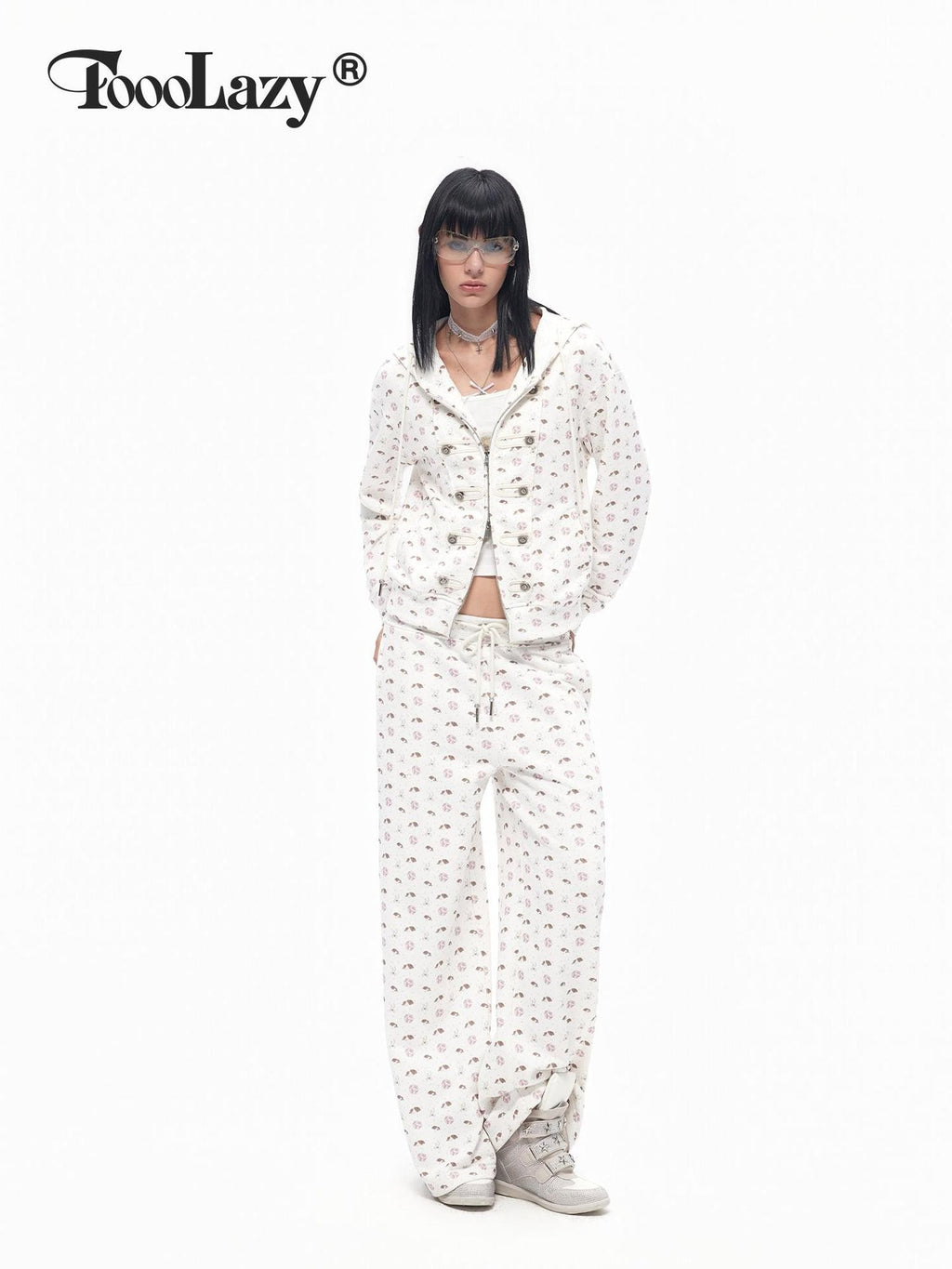 TOOOLAZY Vintage Retro Double Zipper Slim Fit Butterfly Women's Cotton Zip-up Hoodies