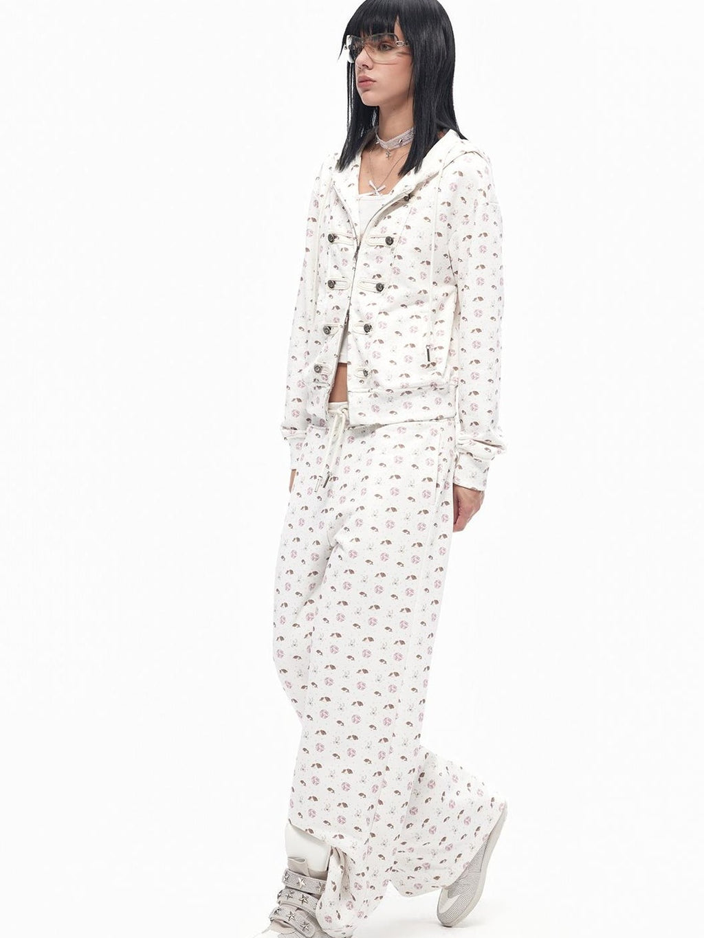 TOOOLAZY Vintage Retro Double Zipper Slim Fit Butterfly Women's Cotton Zip-up Hoodies