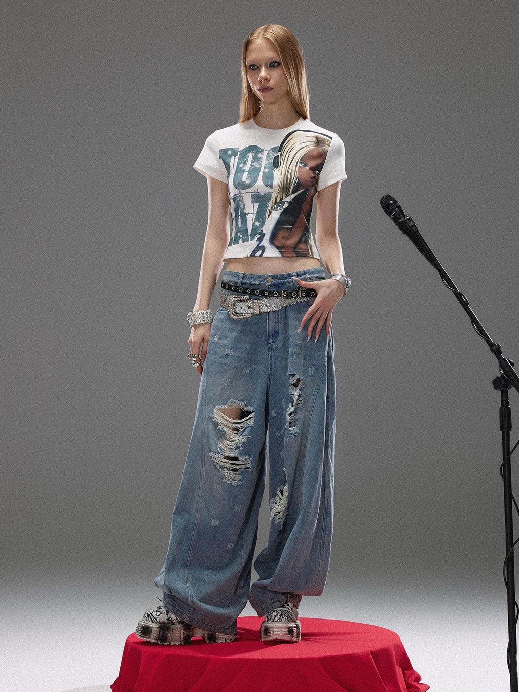 TOOOLAZY White Creative Character Print Women's Cotton Elastane Slim T-shirts