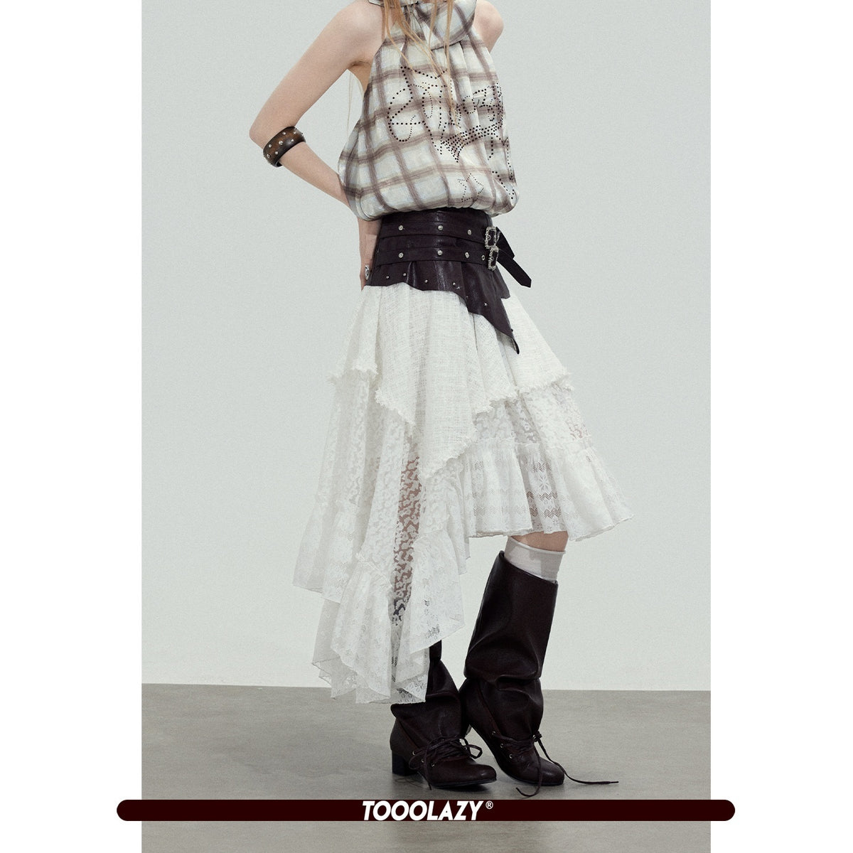 TOOOLAZY_White_Leather_Splice_Lace_Irregular_Hem_Women's_Polyester_Maxi_Skirts_1021116126263_MISSTT