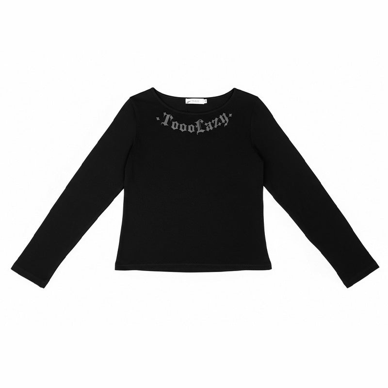 TOOOLAZY_White_Letter_Print_Crew_Neck_Women's_Cotton_Long_Sleeve_T-shirts_1020544298647_MISSTT
