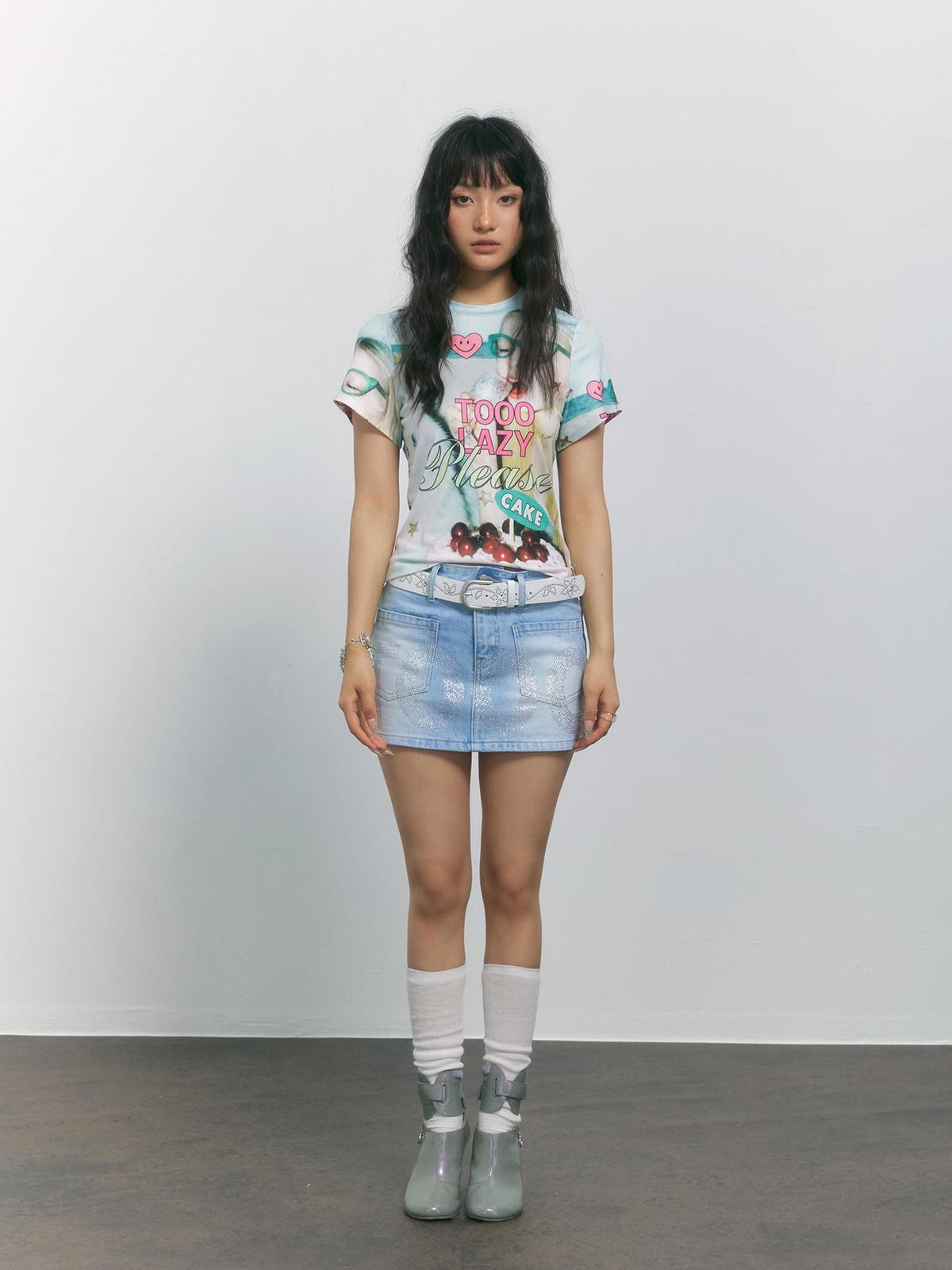 TOOOLAZY Y2k Letter Print Crew Neck Women's Polyester Short Sleeve T-shirts