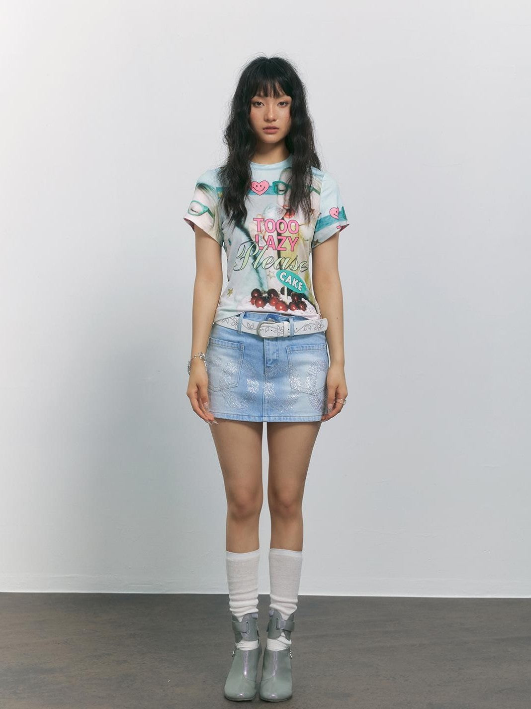 TOOOLAZY Y2k Letter Print Crew Neck Women's Polyester Short Sleeve T-shirts