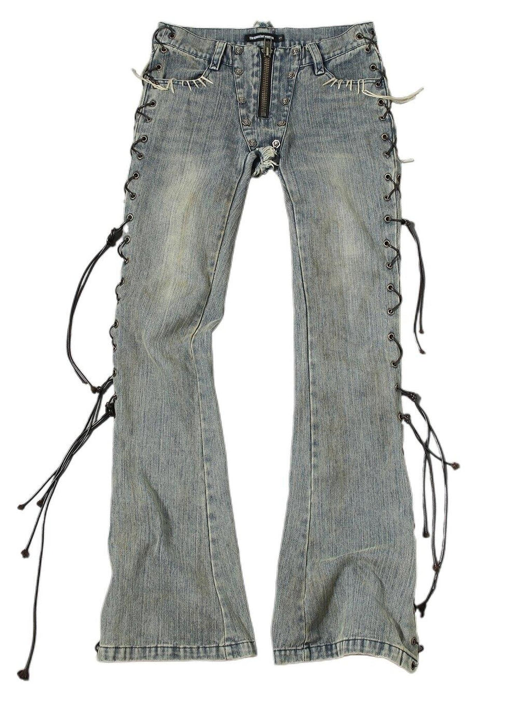 The space between Us Bandage Inspired Rivet Lace Up Micro Flare Women's Denim Bootcut Jeans