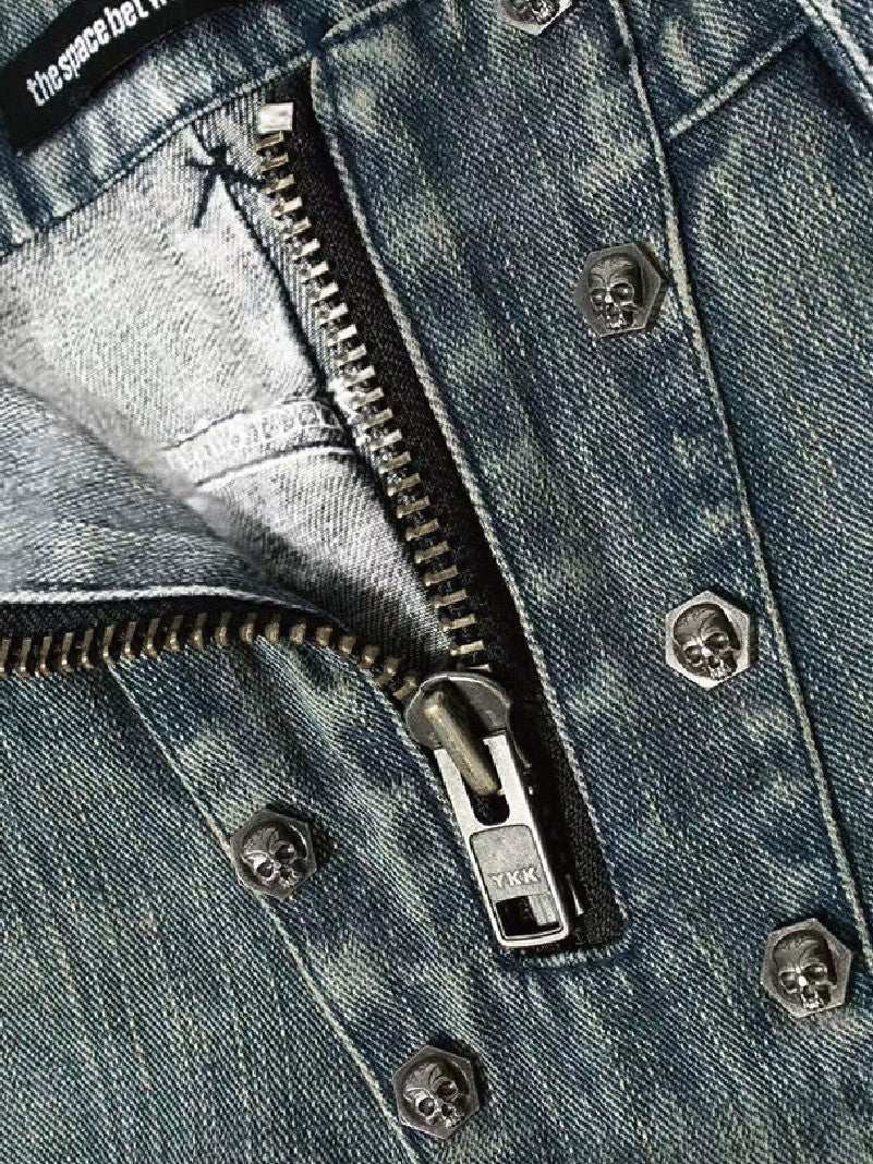The space between Us Bandage Inspired Rivet Lace Up Micro Flare Women's Denim Bootcut Jeans